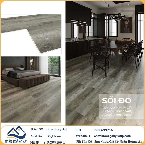Sàn Đá Công Nghệ Giả Gỗ Hèm Khóa SPC Royal Crystal RCFW109-1 (S01)